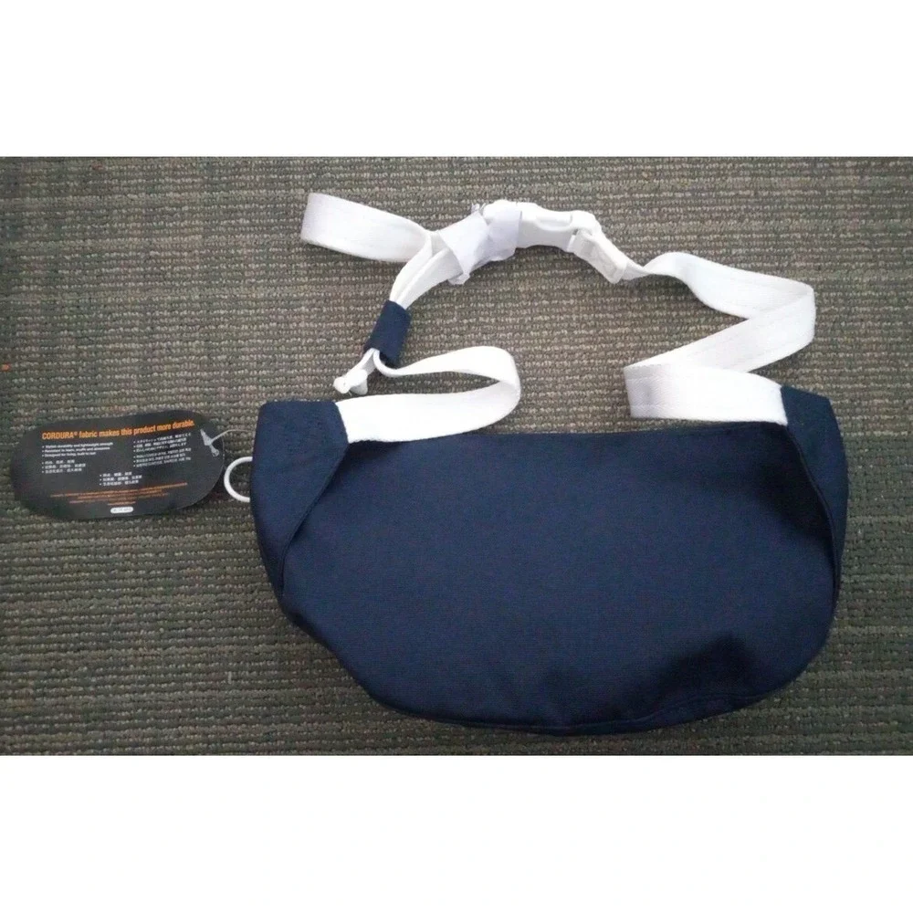 New Lands End‎ Fanny Pack Navy Blue White Waist Hiking Shopping Preppy Sporty